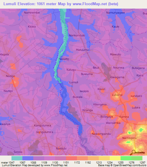 Lumuli,Uganda Elevation Map