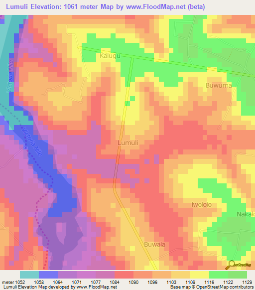 Lumuli,Uganda Elevation Map