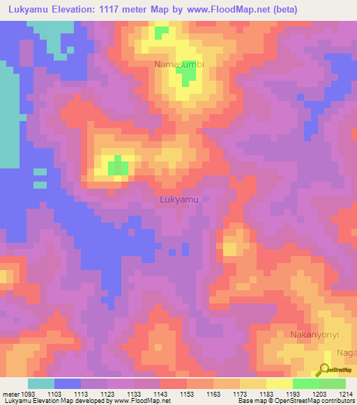 Lukyamu,Uganda Elevation Map
