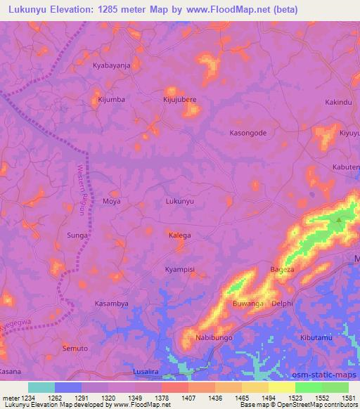 Lukunyu,Uganda Elevation Map