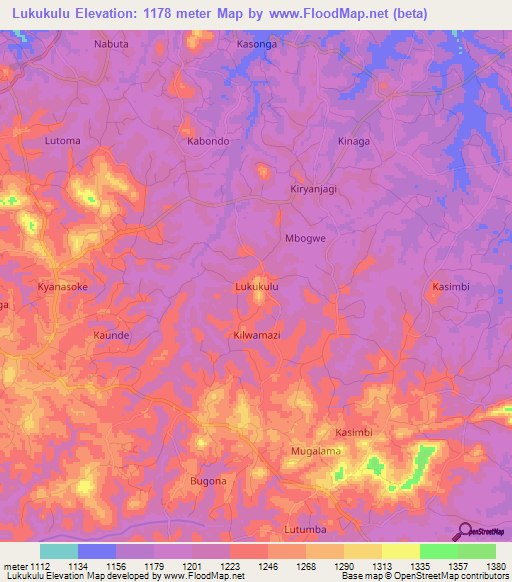 Lukukulu,Uganda Elevation Map