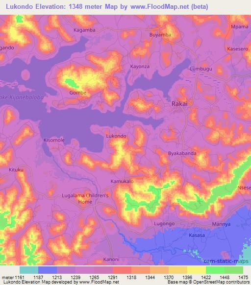 Lukondo,Uganda Elevation Map