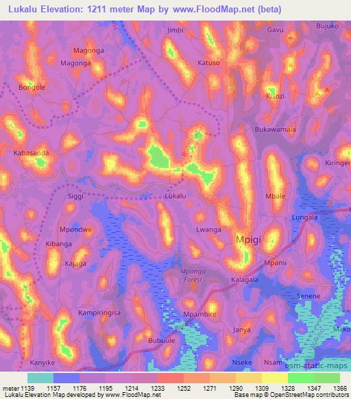 Lukalu,Uganda Elevation Map