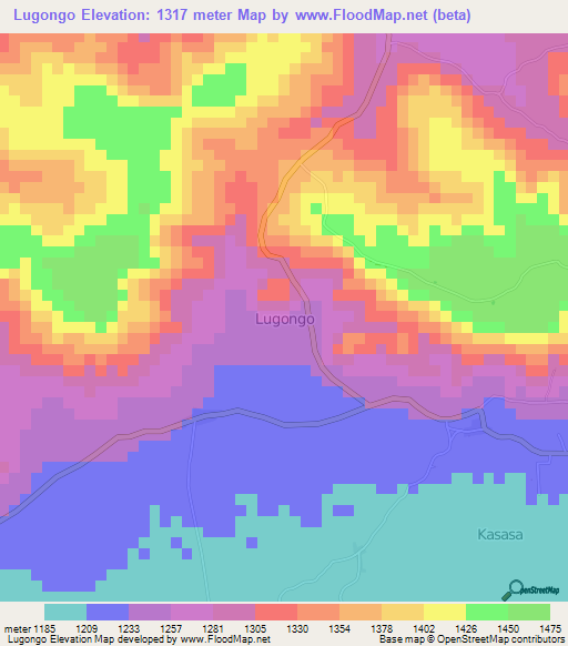 Lugongo,Uganda Elevation Map