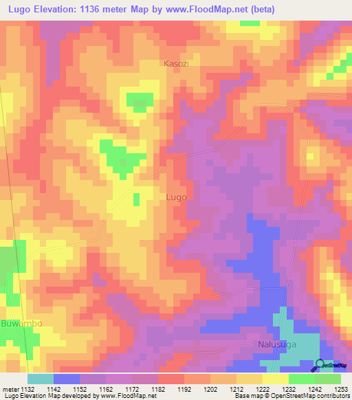 Lugo,Uganda Elevation Map