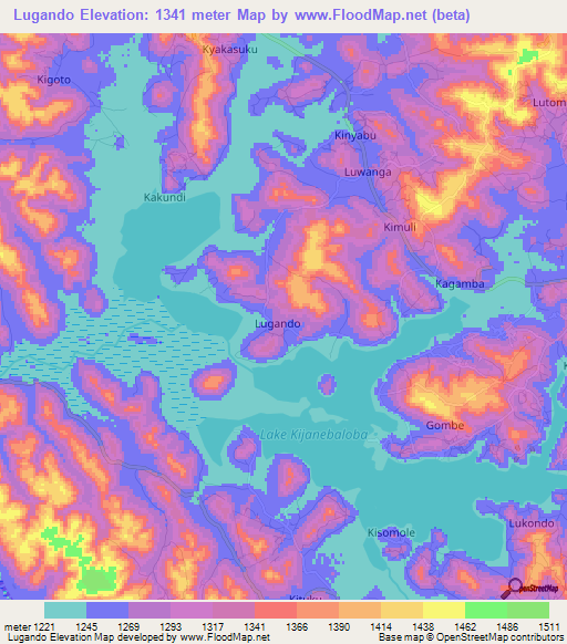 Lugando,Uganda Elevation Map