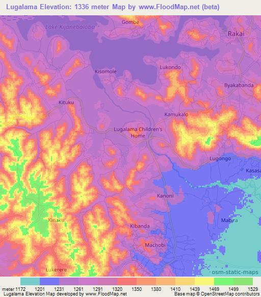 Lugalama,Uganda Elevation Map