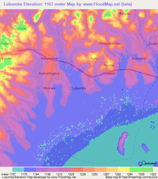 Lubumba,Uganda Elevation Map