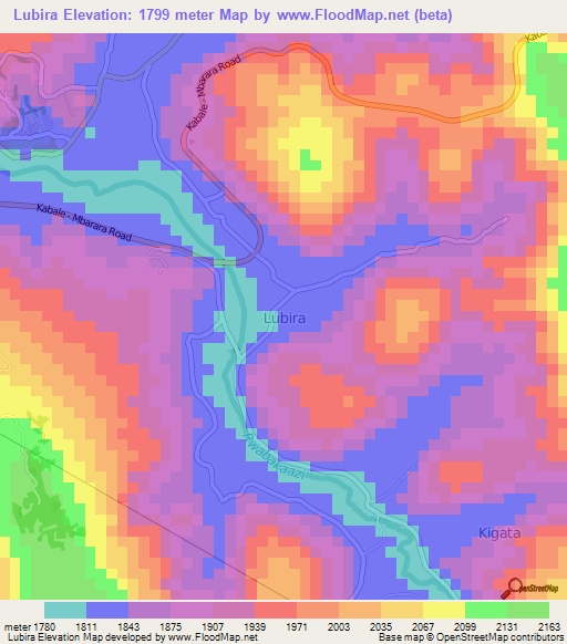 Lubira,Uganda Elevation Map