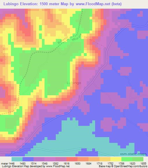 Lubingo,Uganda Elevation Map