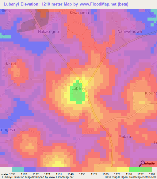 Lubanyi,Uganda Elevation Map