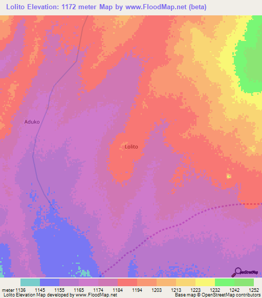 Lolito,Uganda Elevation Map
