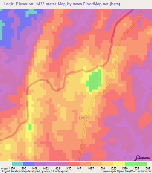 Logiri,Uganda Elevation Map