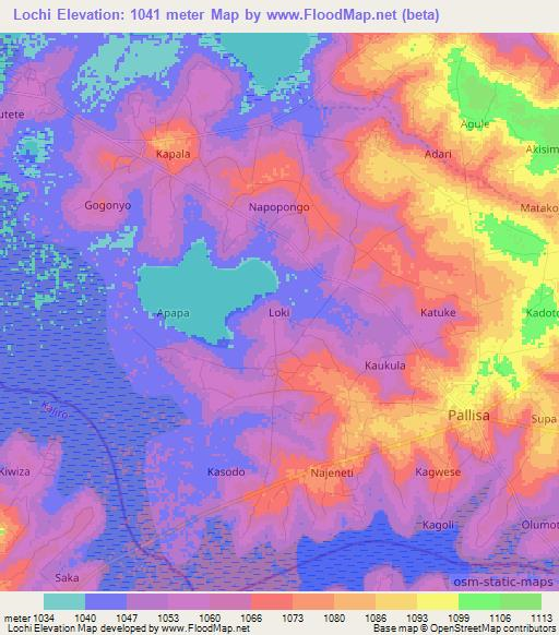 Lochi,Uganda Elevation Map