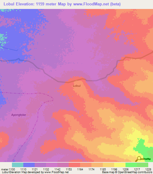 Lobul,Uganda Elevation Map