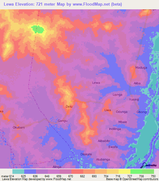 Lewa,Uganda Elevation Map