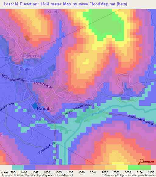 Lasachi,Uganda Elevation Map