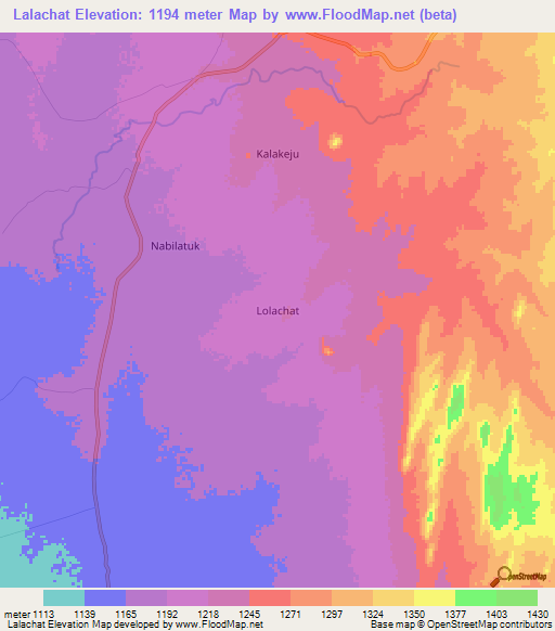 Lalachat,Uganda Elevation Map