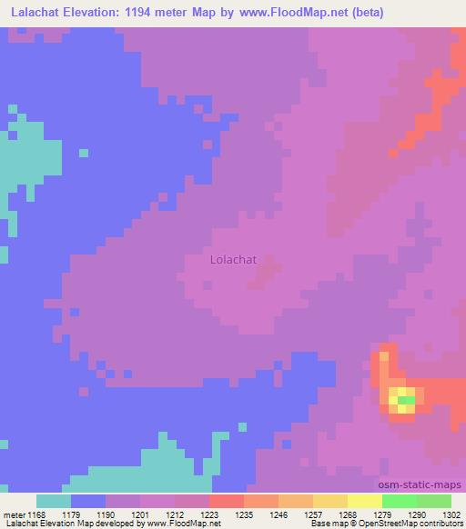 Lalachat,Uganda Elevation Map