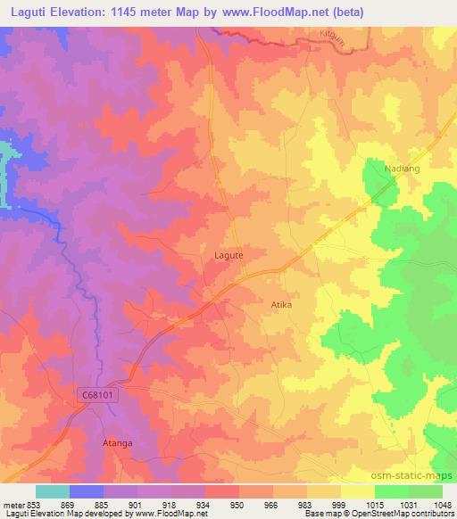 Laguti,Uganda Elevation Map