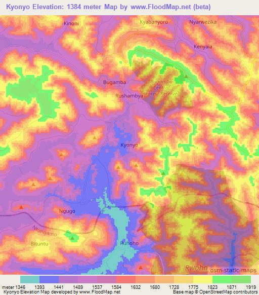 Kyonyo,Uganda Elevation Map