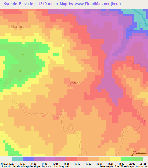 Kyondo,Uganda Elevation Map