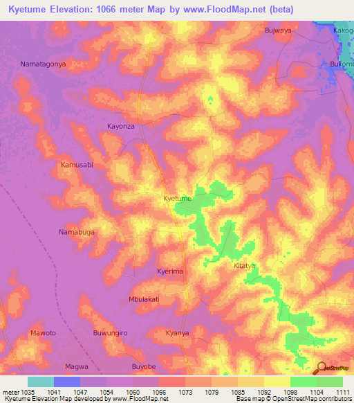 Kyetume,Uganda Elevation Map