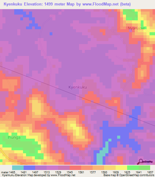Kyenkuku,Uganda Elevation Map