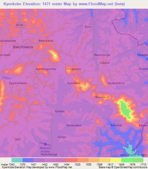 Kyenkobe,Uganda Elevation Map