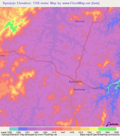 Kyenjojo,Uganda Elevation Map