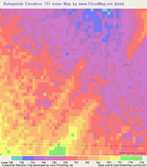 Kubayshah,Syria Elevation Map