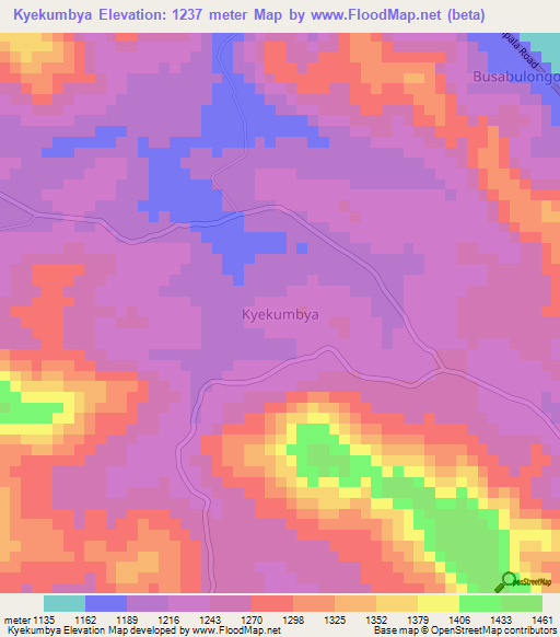 Kyekumbya,Uganda Elevation Map