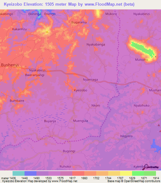 Kyeizobo,Uganda Elevation Map