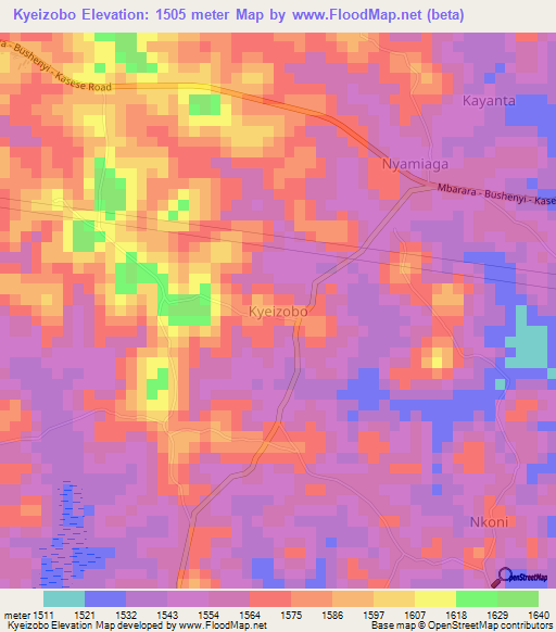 Kyeizobo,Uganda Elevation Map