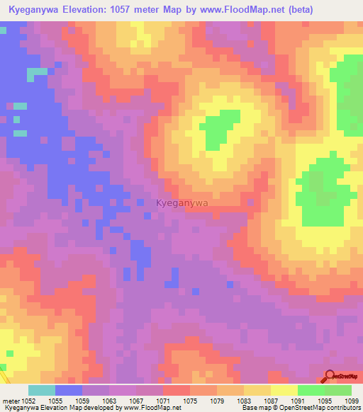 Kyeganywa,Uganda Elevation Map