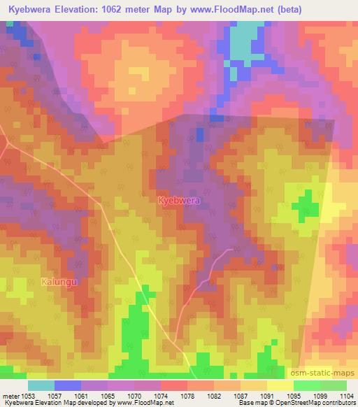Kyebwera,Uganda Elevation Map