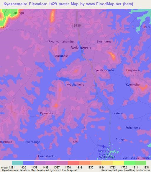 Kyashemeire,Uganda Elevation Map