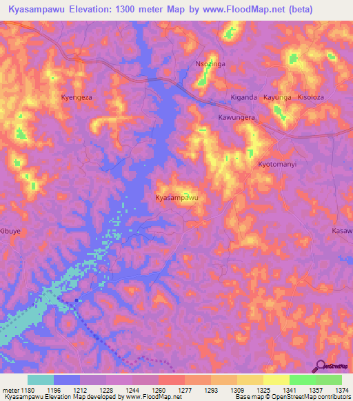 Kyasampawu,Uganda Elevation Map