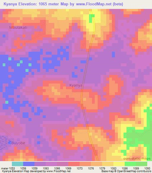 Kyanya,Uganda Elevation Map