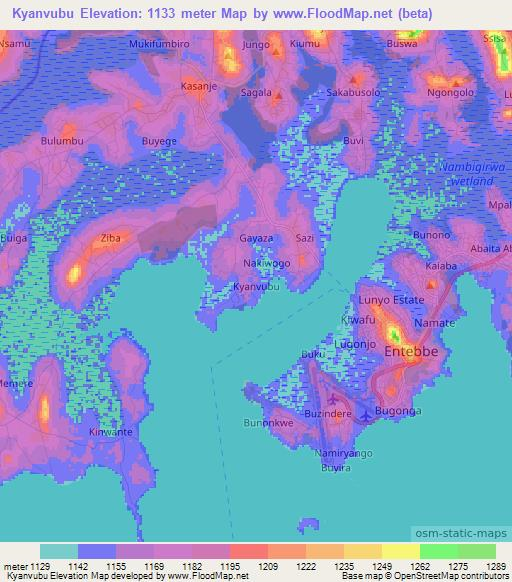 Kyanvubu,Uganda Elevation Map