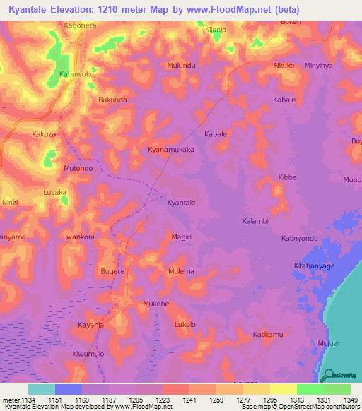 Kyantale,Uganda Elevation Map