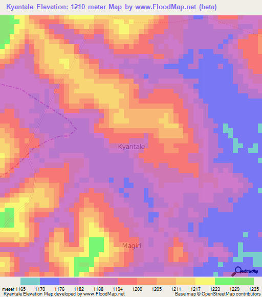 Kyantale,Uganda Elevation Map