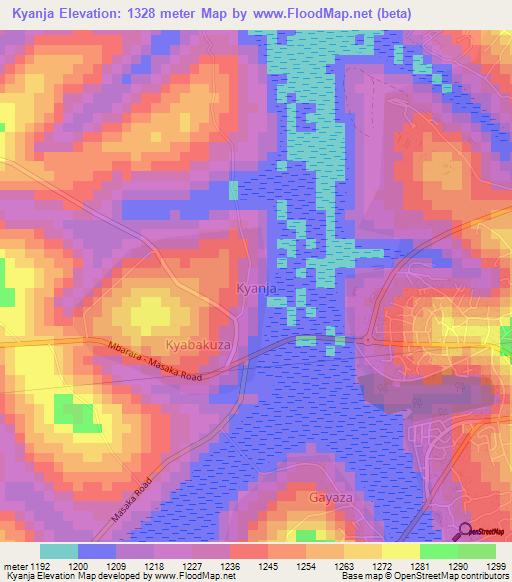 Kyanja,Uganda Elevation Map