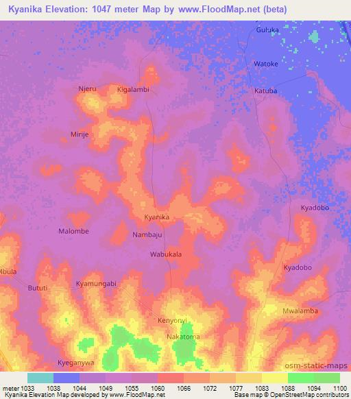 Kyanika,Uganda Elevation Map