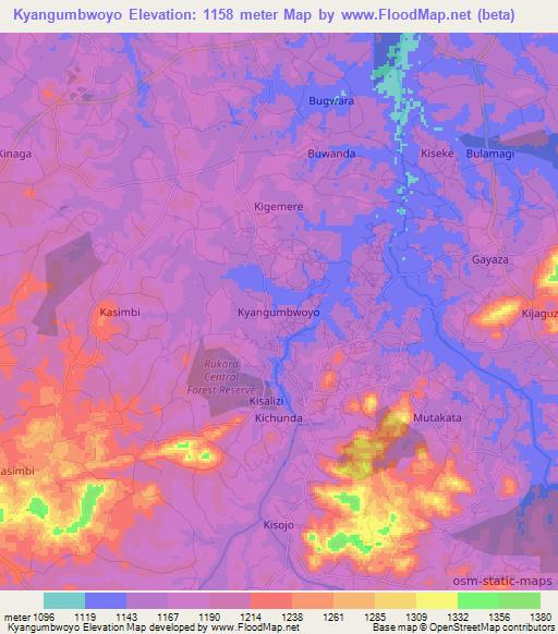 Kyangumbwoyo,Uganda Elevation Map