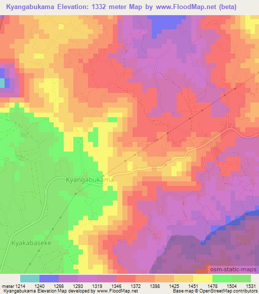 Kyangabukama,Uganda Elevation Map