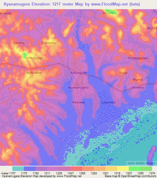 Kyanamugera,Uganda Elevation Map