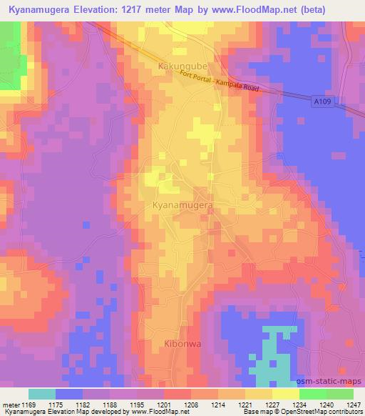 Kyanamugera,Uganda Elevation Map