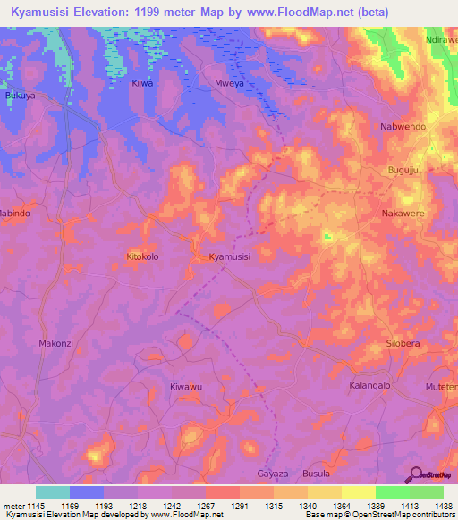 Kyamusisi,Uganda Elevation Map