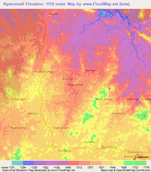 Kyamumali,Uganda Elevation Map